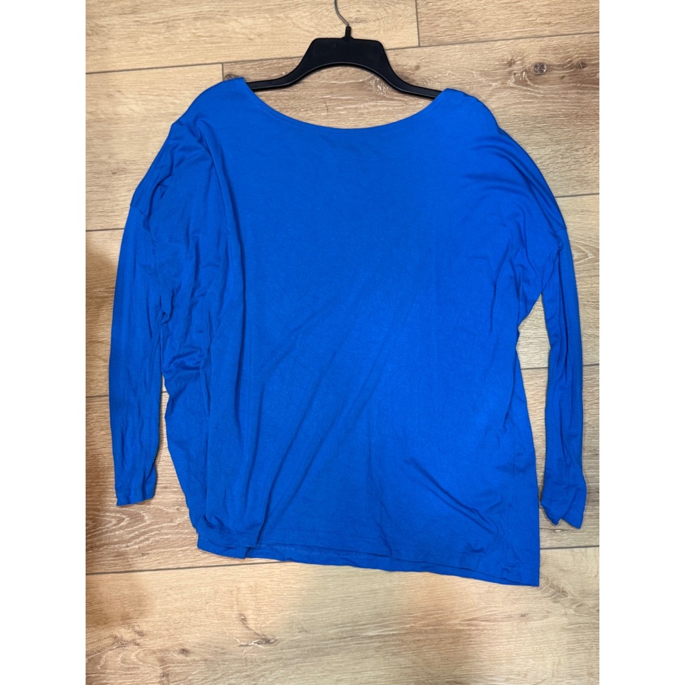Piko 1988 Womens Royal Blue Long Sleeve Boat Neck Oversized T-Shirt Top Large